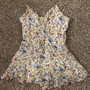 White flowered romper